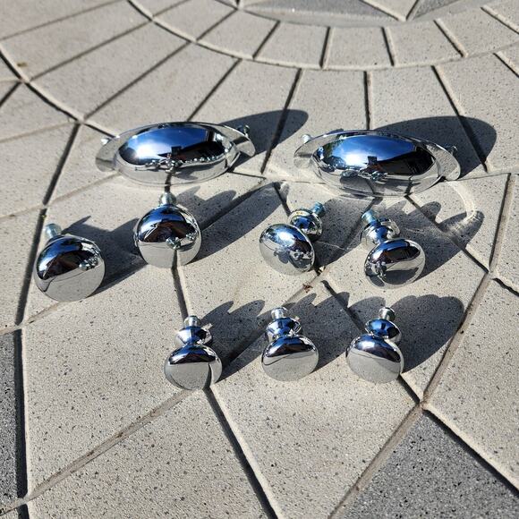Polished Chrome Kitchen Bathroom Cabinet Round Knobs & Dome Pulls Bundle Lot - Picture 1 of 6